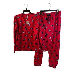 PJ Counture Crimson red large fleece set new rn#149600 Scottie Dogs Joggers